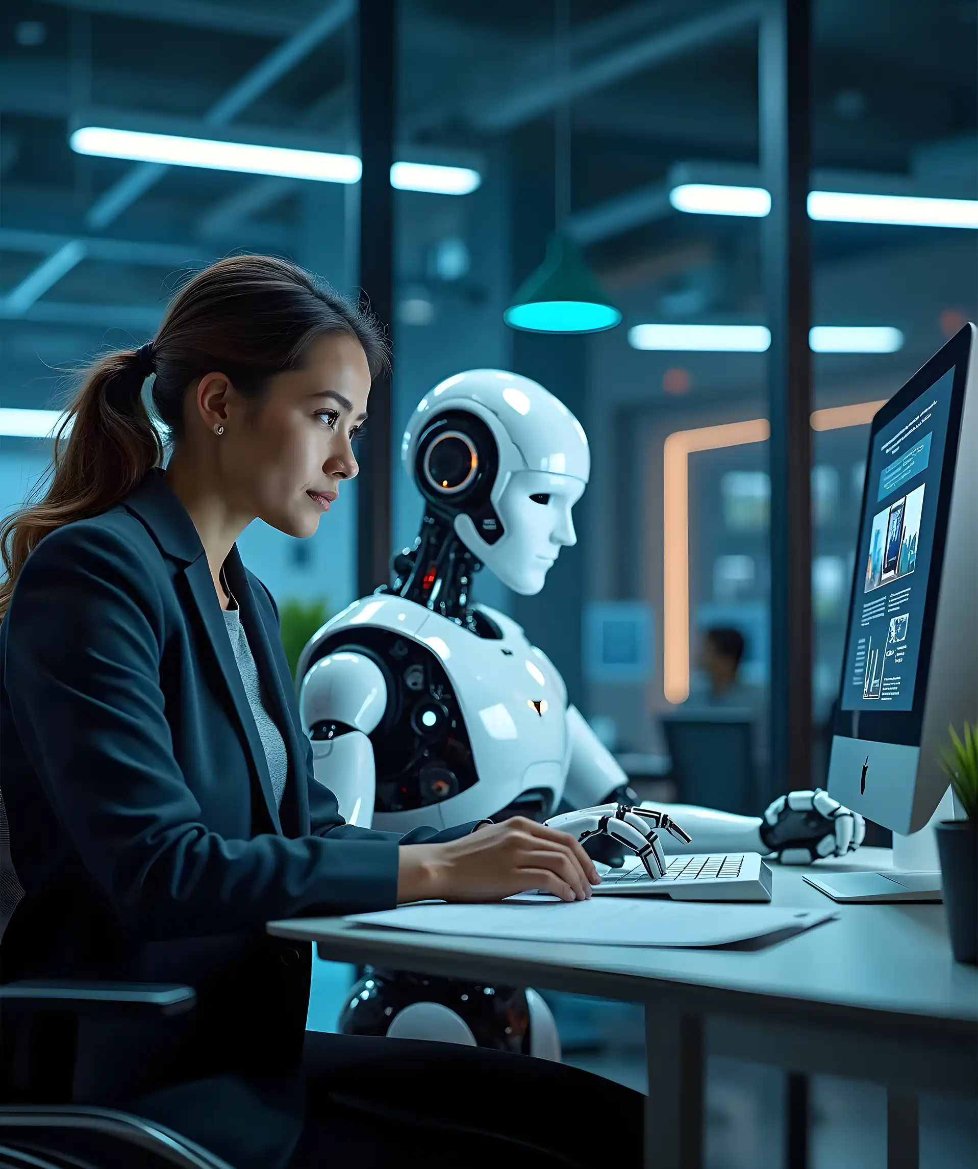 AI and machine learning training concept showing data models, algorithms, and intelligent automation systems.