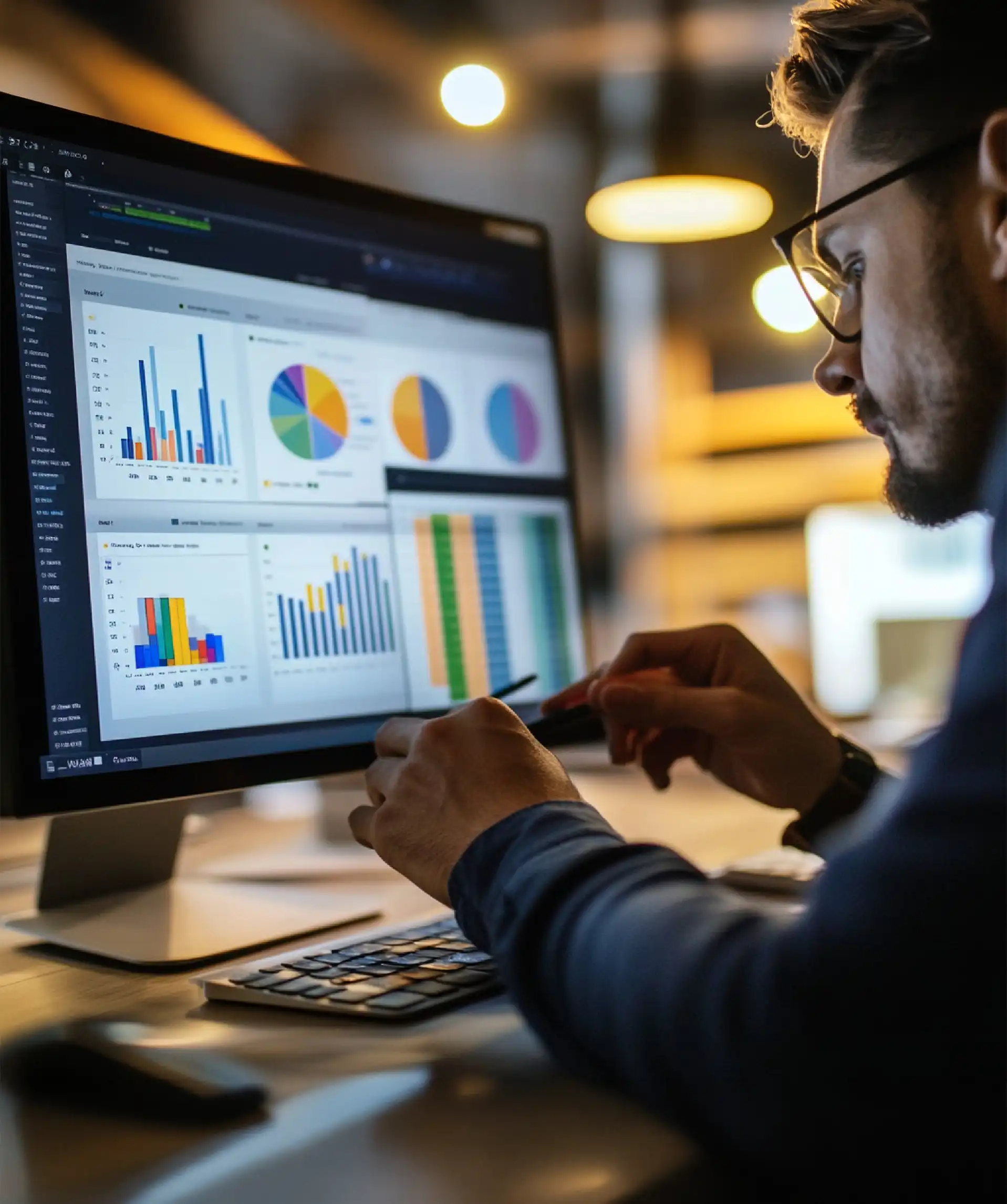 Data analytics solution showing dashboards, data visualization, and business intelligence insights.