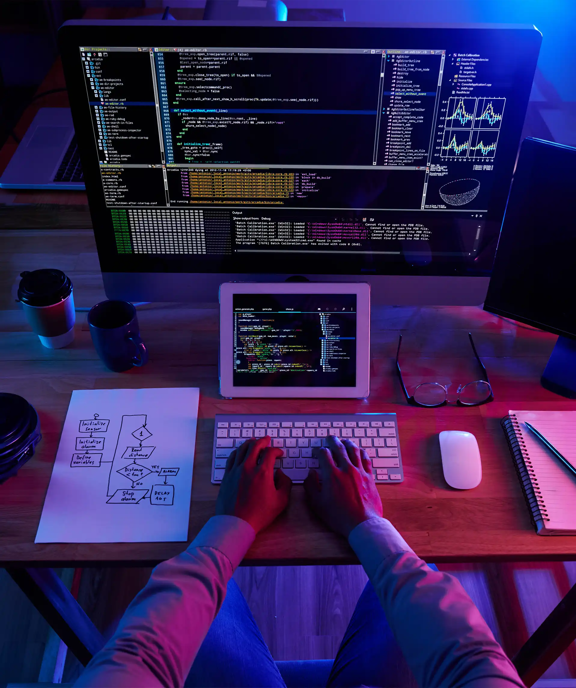 Full stack development concept showing frontend and backend technologies for building scalable web applications.
